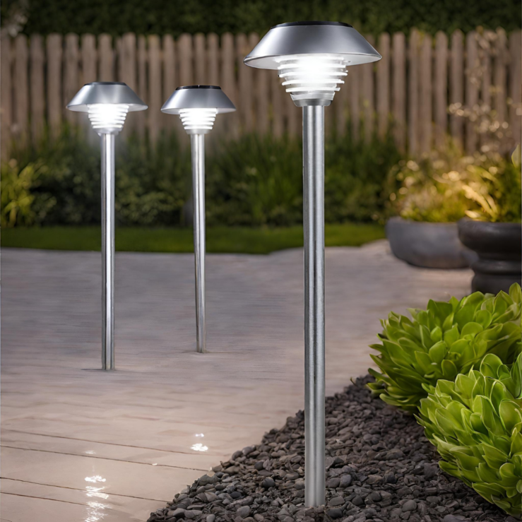 Solarlampe Aluminium mit Erdspieß 2er Set
